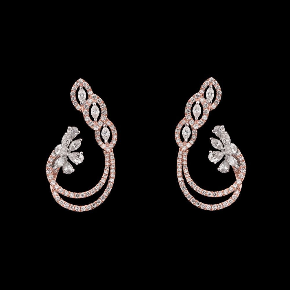 14K Rose Gold Diamond Earrings - 2.08ct SI-HIJ