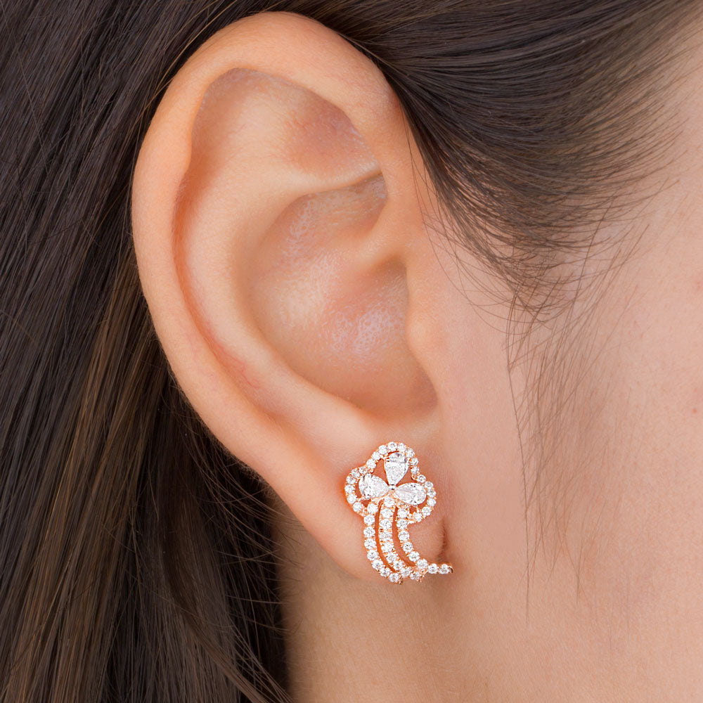14K Rose Gold Diamond Earrings - 0.91ct VS-SI-FG
