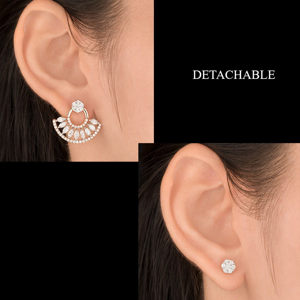 14K Rose Gold Diamond Earrings - 2.87ct SI-HIJ
