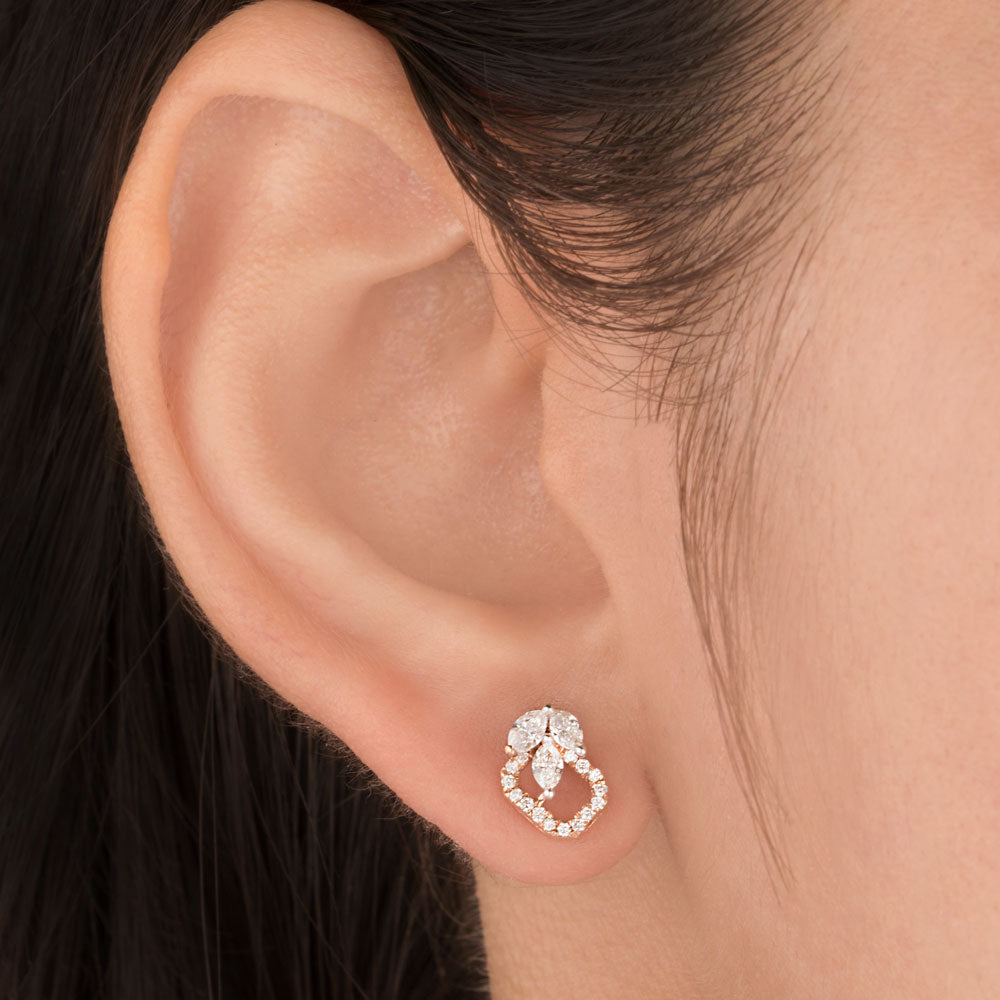 14K Rose Gold Diamond Earrings - 0.54ct VS-FG