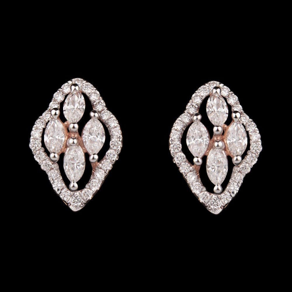 14K Rose Gold Diamond Earrings - 0.85ct VS-FG