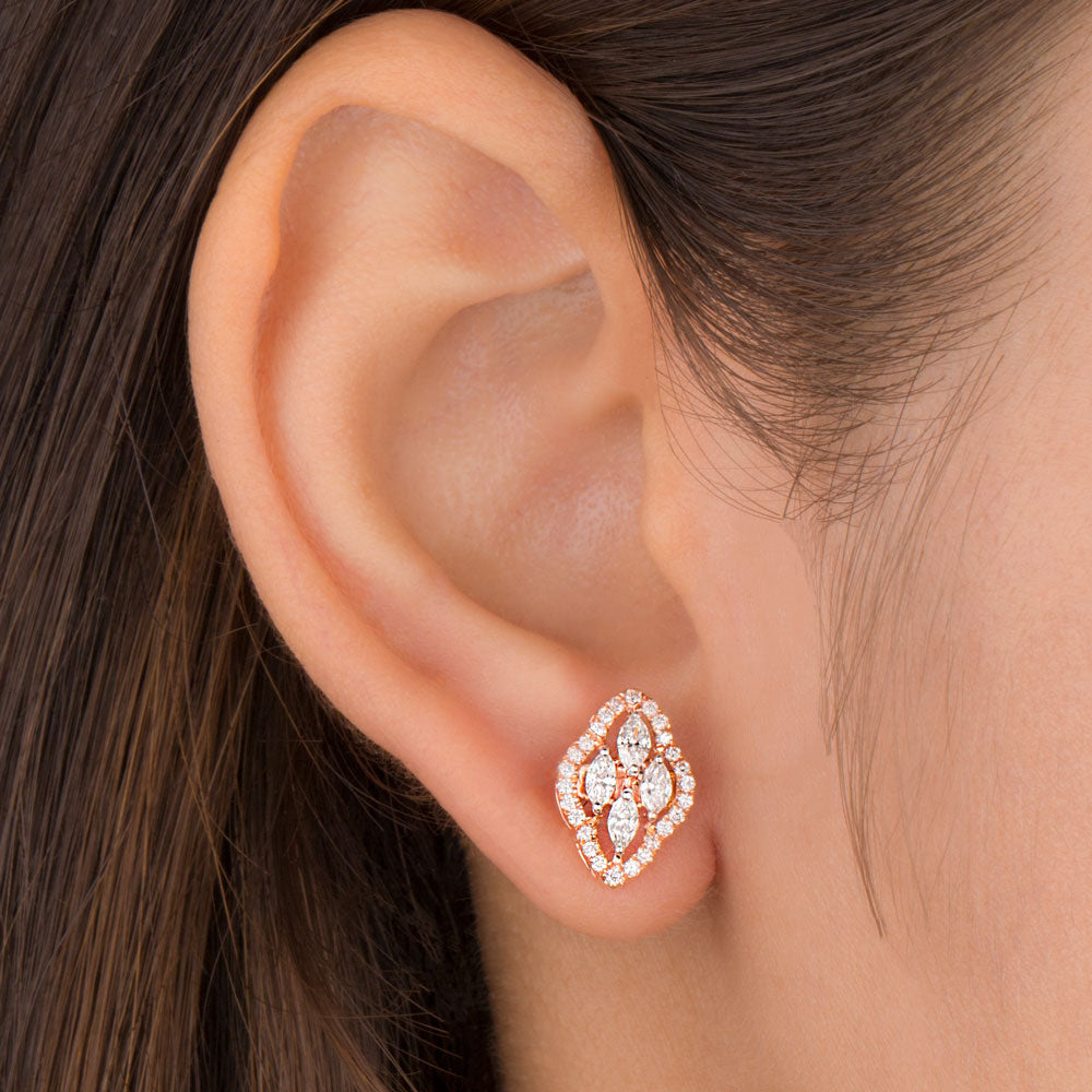 14K Rose Gold Diamond Earrings - 0.85ct VS-FG