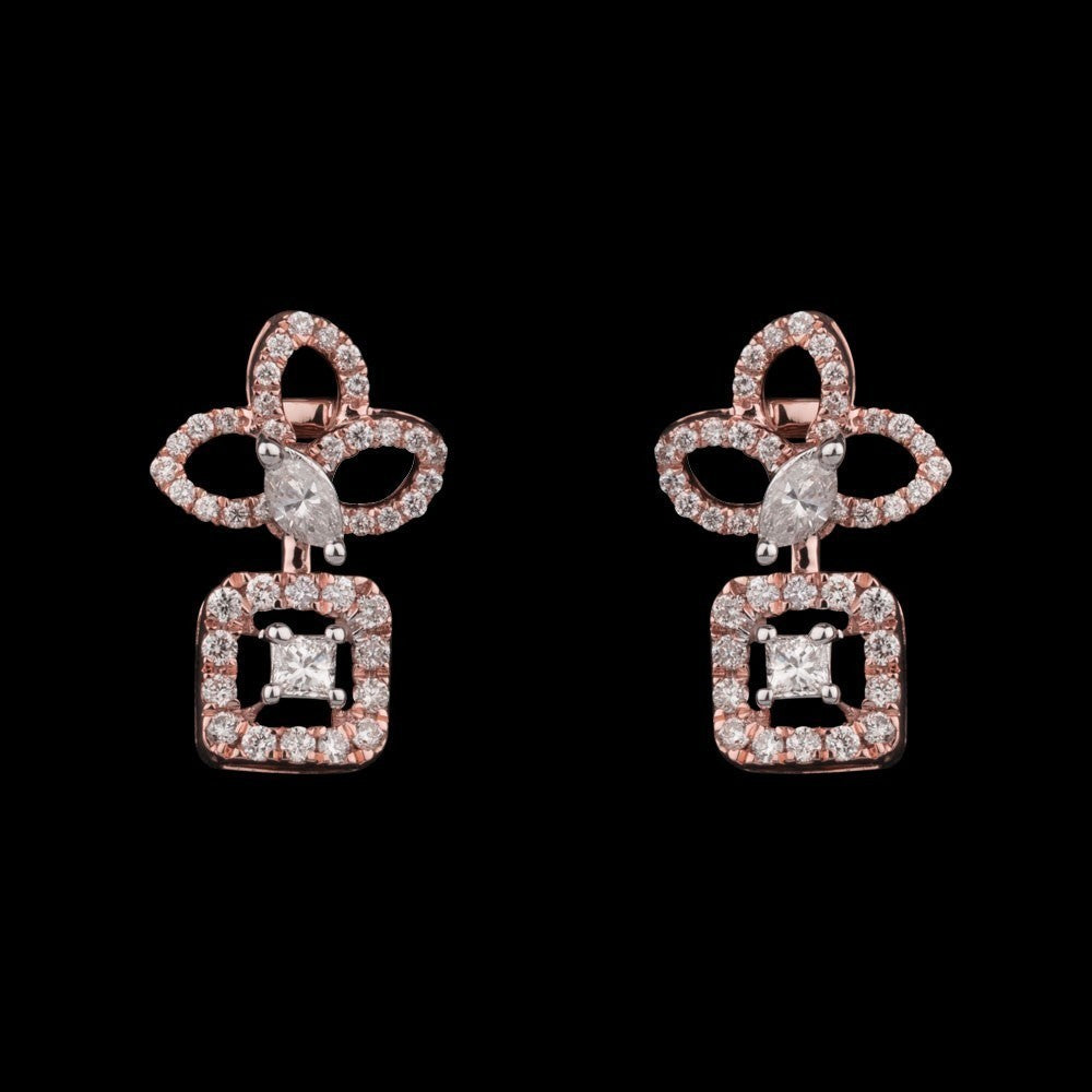 14K Rose Gold Diamond Earrings - 0.56ct SI-HIJ