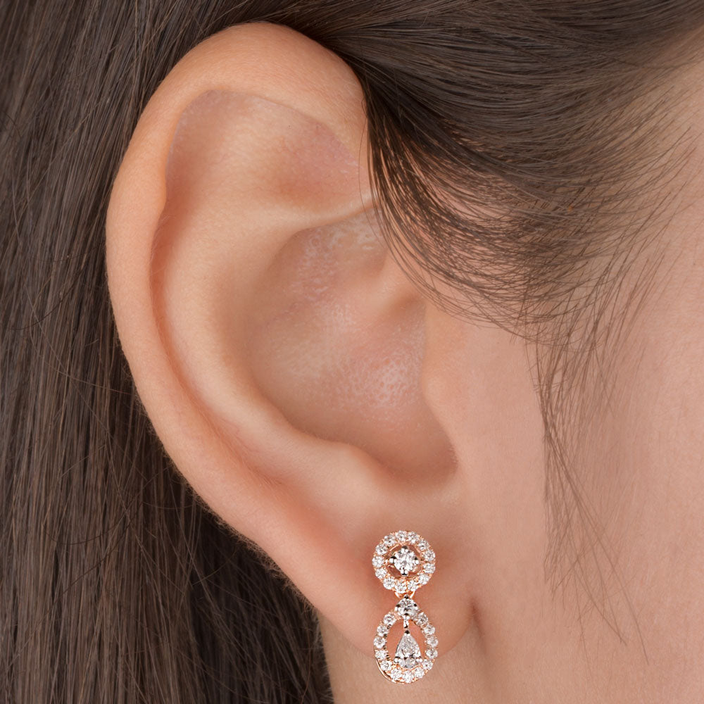 14K Rose Gold Diamond Earrings - 0.52ct VS-SI-FG