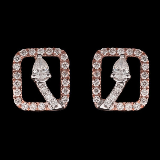 14K Rose Gold Diamond Earrings - 0.37ct SI-HIJ