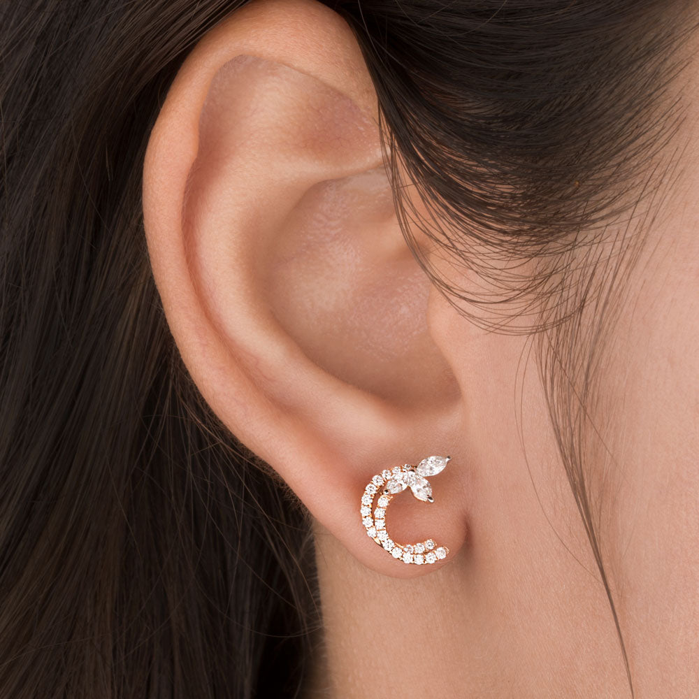 14K Rose Gold Diamond Earrings - 0.43ct SI-HI