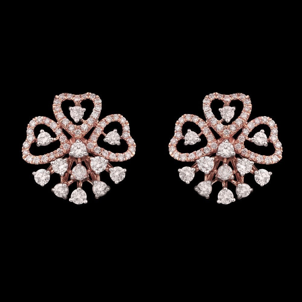 14K Rose Gold Diamond Earrings - 1.05ct VVS-VS-FG