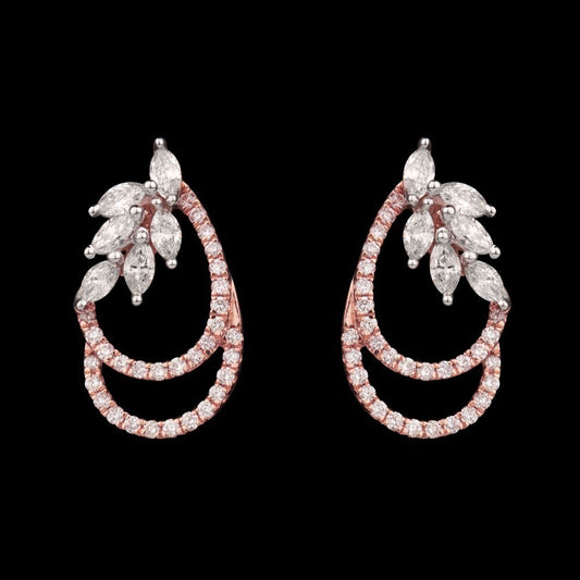 14K Rose Gold Diamond Earrings - 0.81ct SI-HI