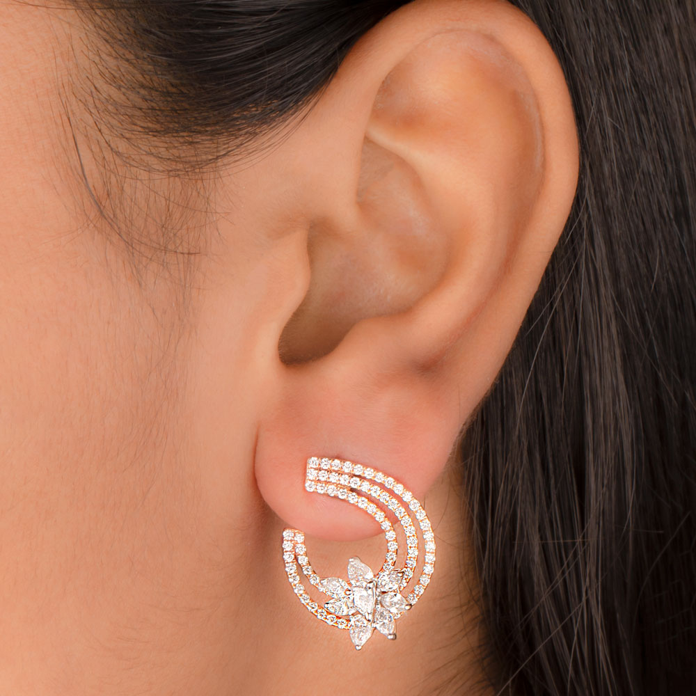 14K Rose Gold Diamond Earrings - 2.44ct VS-FG