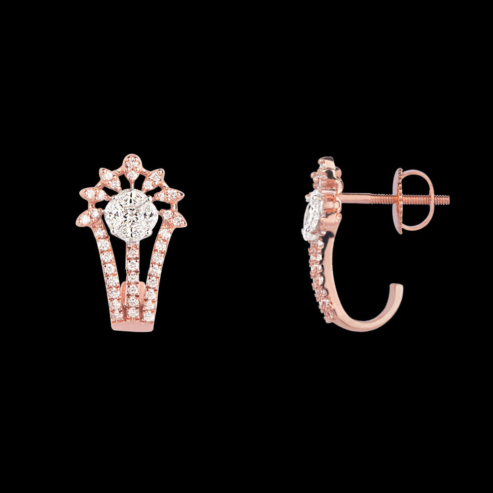 14K Rose Gold Diamond Earrings - 0.84ct SI-FG