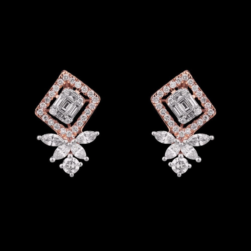 14K Rose Gold Diamond Earrings - 0.97ct VS-FG