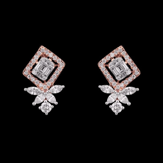 14K Rose Gold Diamond Earrings - 0.97ct VS-FG