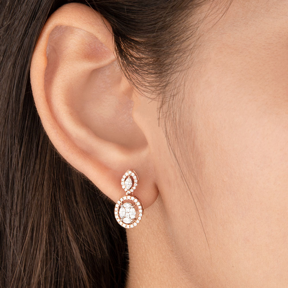 14K Rose Gold Diamond Earrings - 0.78ct VS-FG