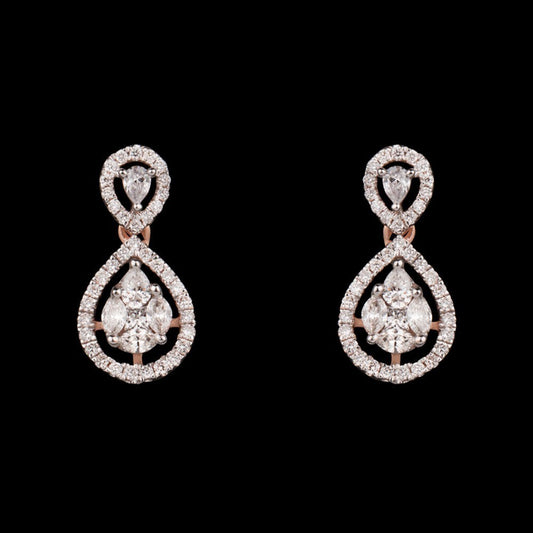 14K Rose Gold Diamond Earrings - 0.85ct VS-FG