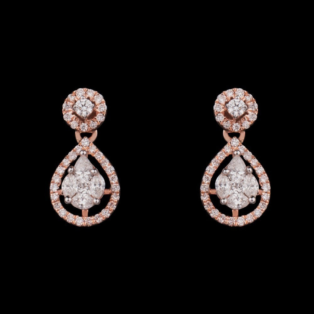 14K Rose Gold Diamond Earrings - 0.66ct VS-FG