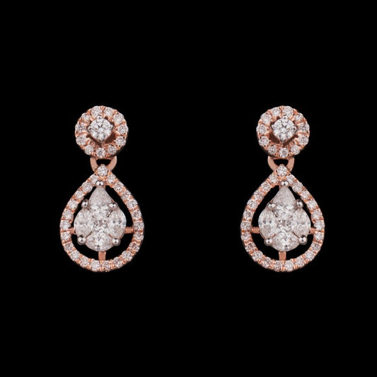 14K Rose Gold Diamond Earrings - 0.66ct VS-FG