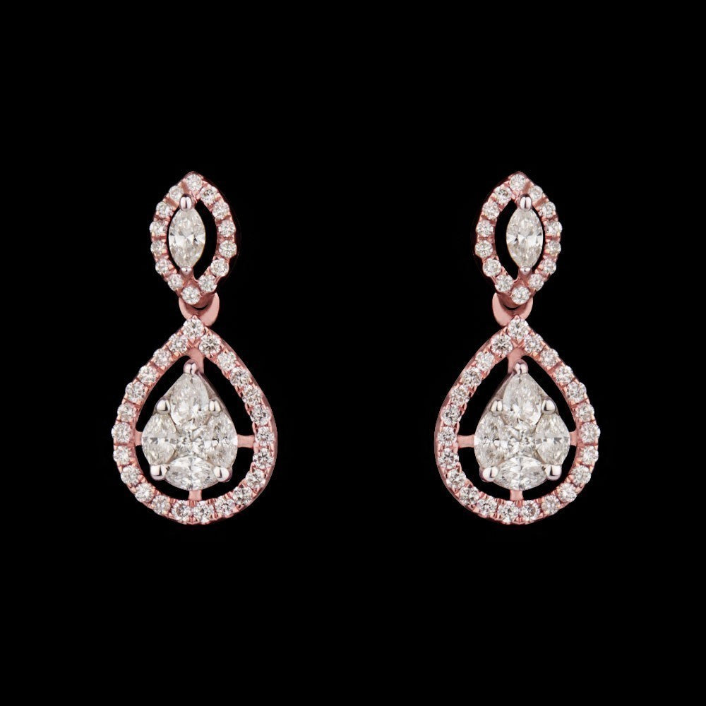 14K Rose Gold Diamond Earrings - 0.84ct VS-FG