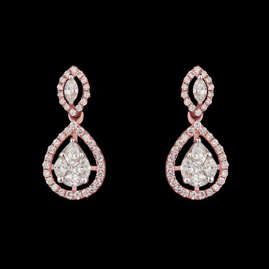 14K Rose Gold Diamond Earrings - 0.84ct VS-FG