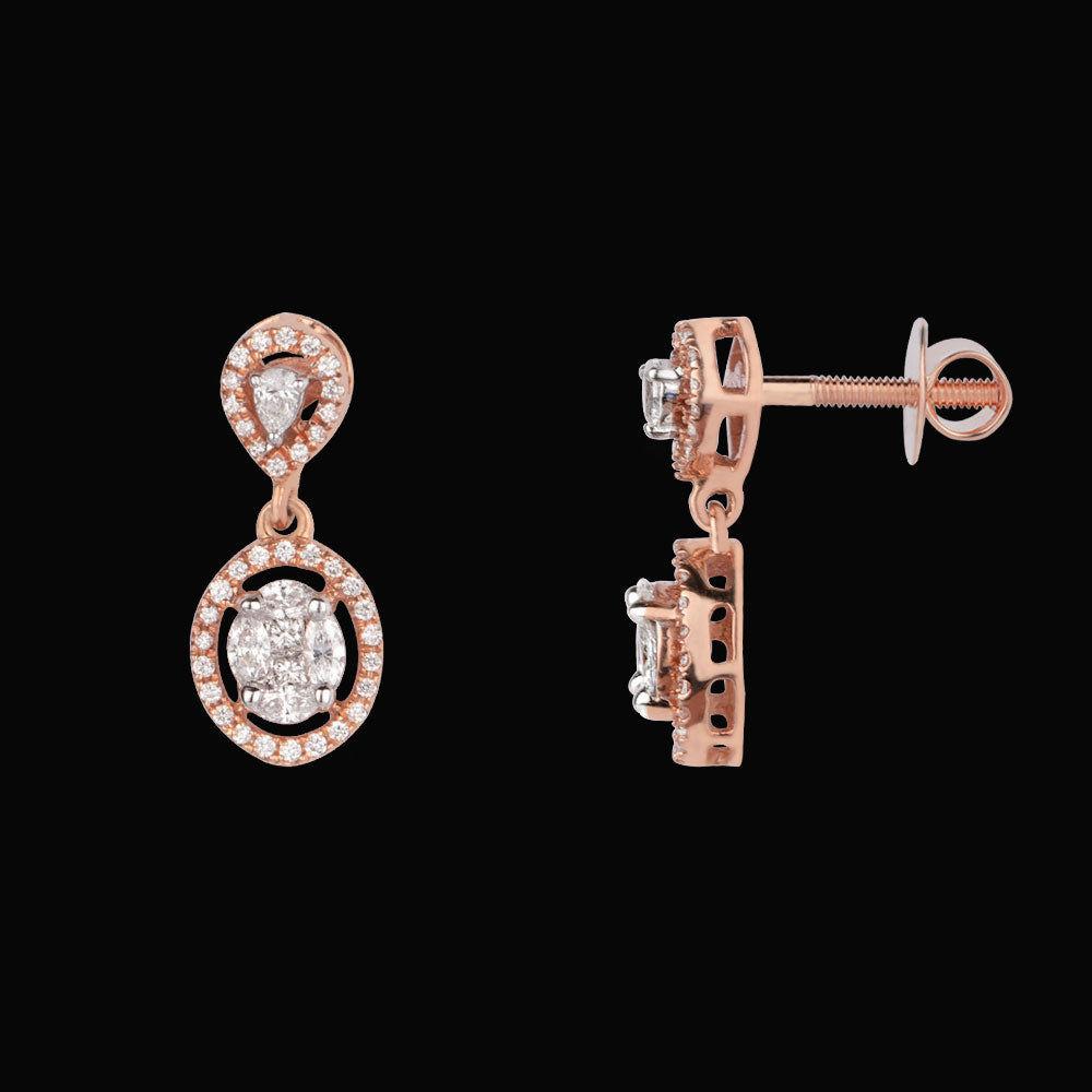 18K Rose Gold Diamond Earrings - 0.7ct VVS-FG