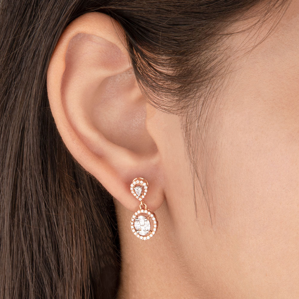 18K Rose Gold Diamond Earrings - 0.7ct VVS-FG