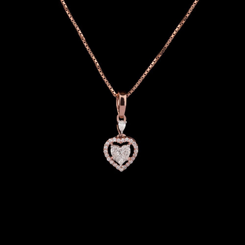 14K Rose Gold Diamond Pendant - 0.42ct VS-FG