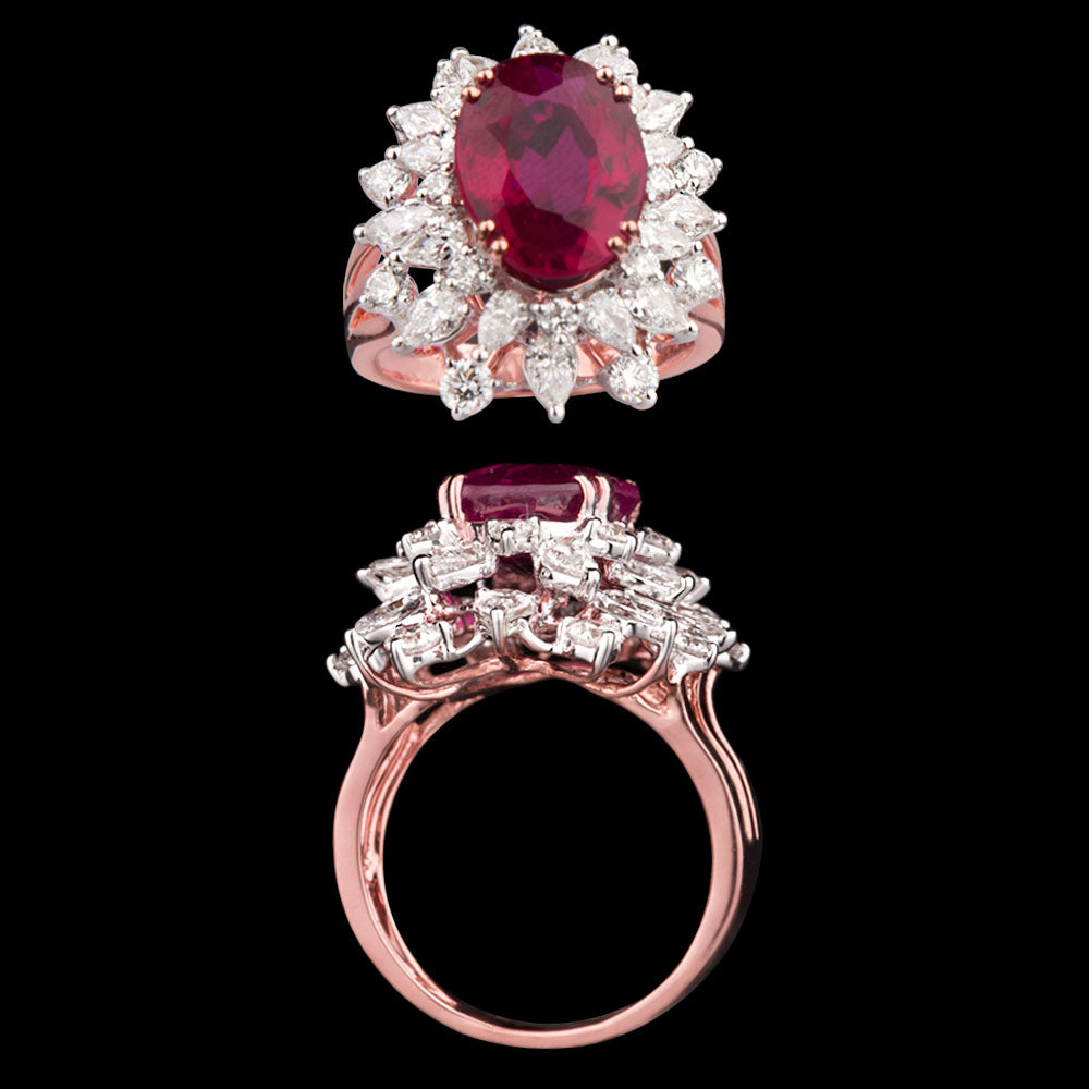 14K Rose Gold Diamond Ring - 2.35ct VS-FG with Colour Stones