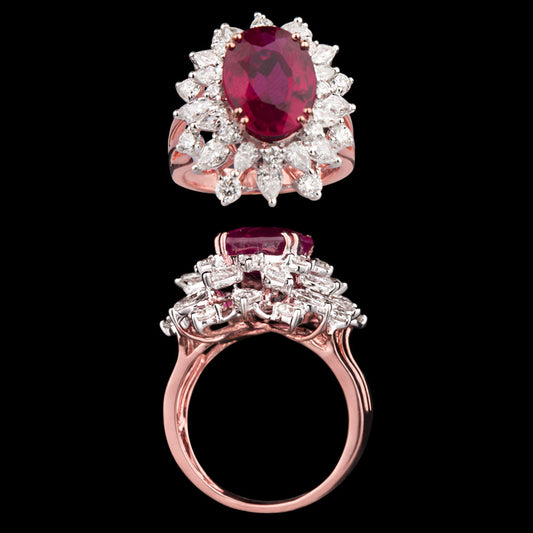14K Rose Gold Diamond Ring - 2.35ct VS-FG with Colour Stones