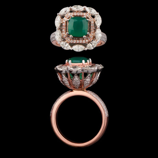 14K Rose Gold Diamond Ring - 1.64ct SI-IJ with Colour Stones