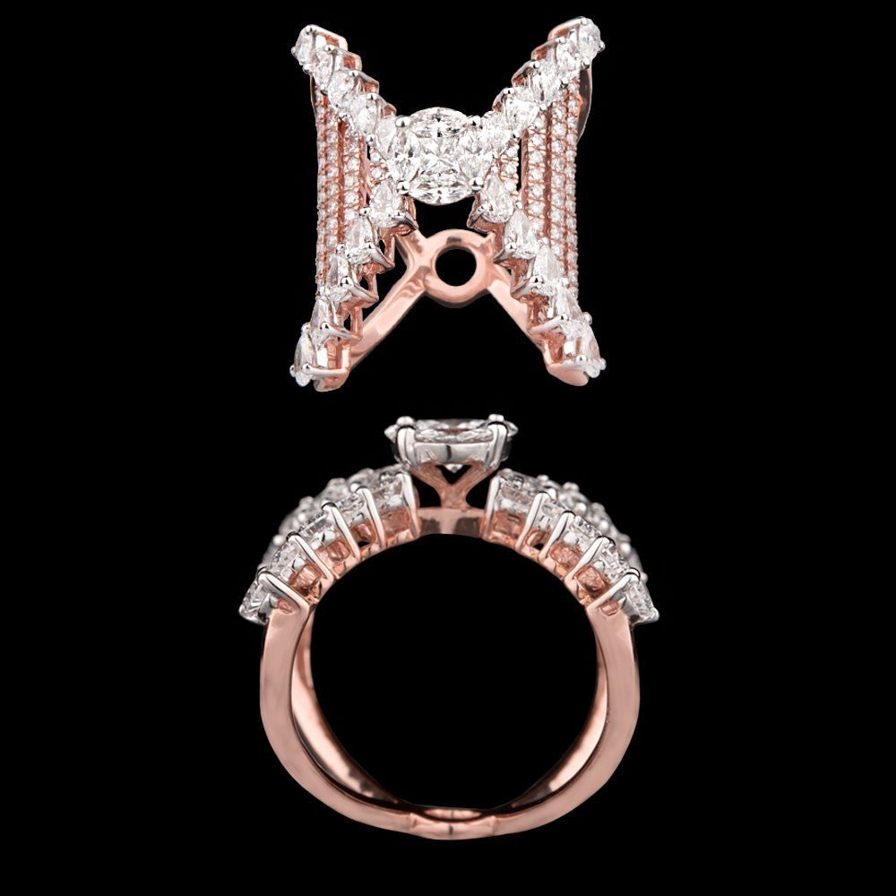 14K Rose Gold Diamond Ring - 3.13ct VS-FG