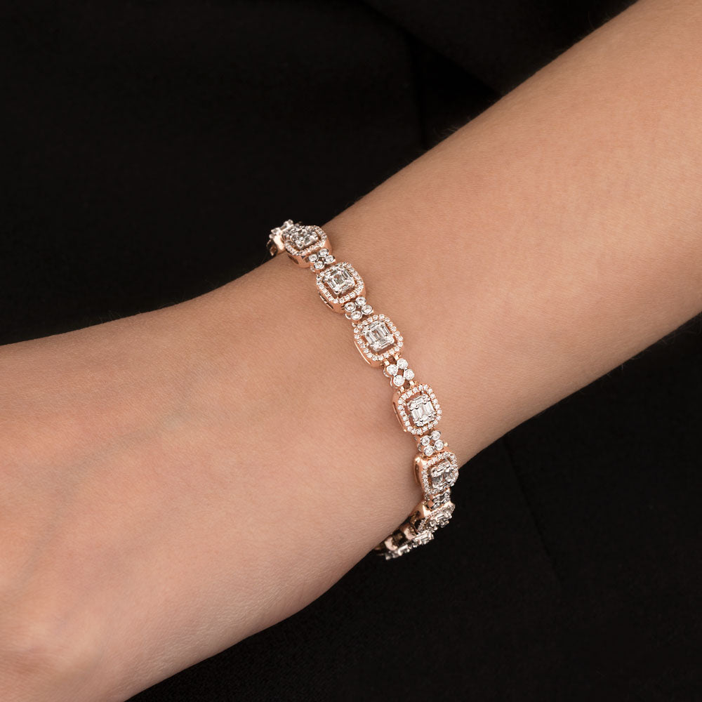 14K Rose Gold Diamond Bracelet - 2.57ct VS-SI-FG