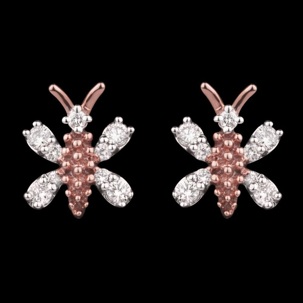14K Rose Gold Diamond Earrings - 0.17ct VVS-VS-GH