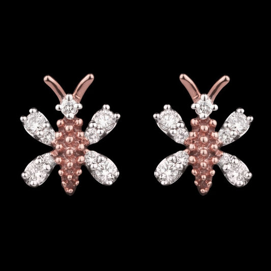 14K Rose Gold Diamond Earrings - 0.17ct VVS-VS-GH
