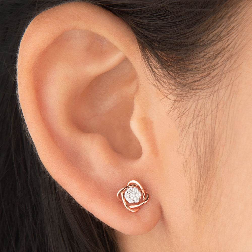 14K Rose Gold Diamond Earrings - 0.15ct VVS-VS-GH