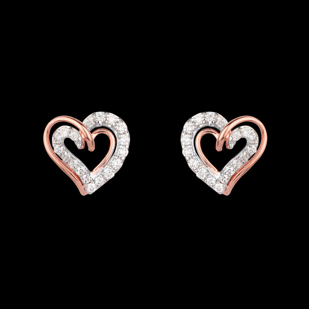 14K Rose Gold Diamond Earrings - 0.22ct VS-SI-GH
