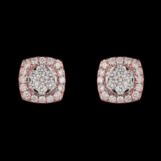 14K Rose Gold Diamond Earrings - 1.05ct VVS-VS-GH