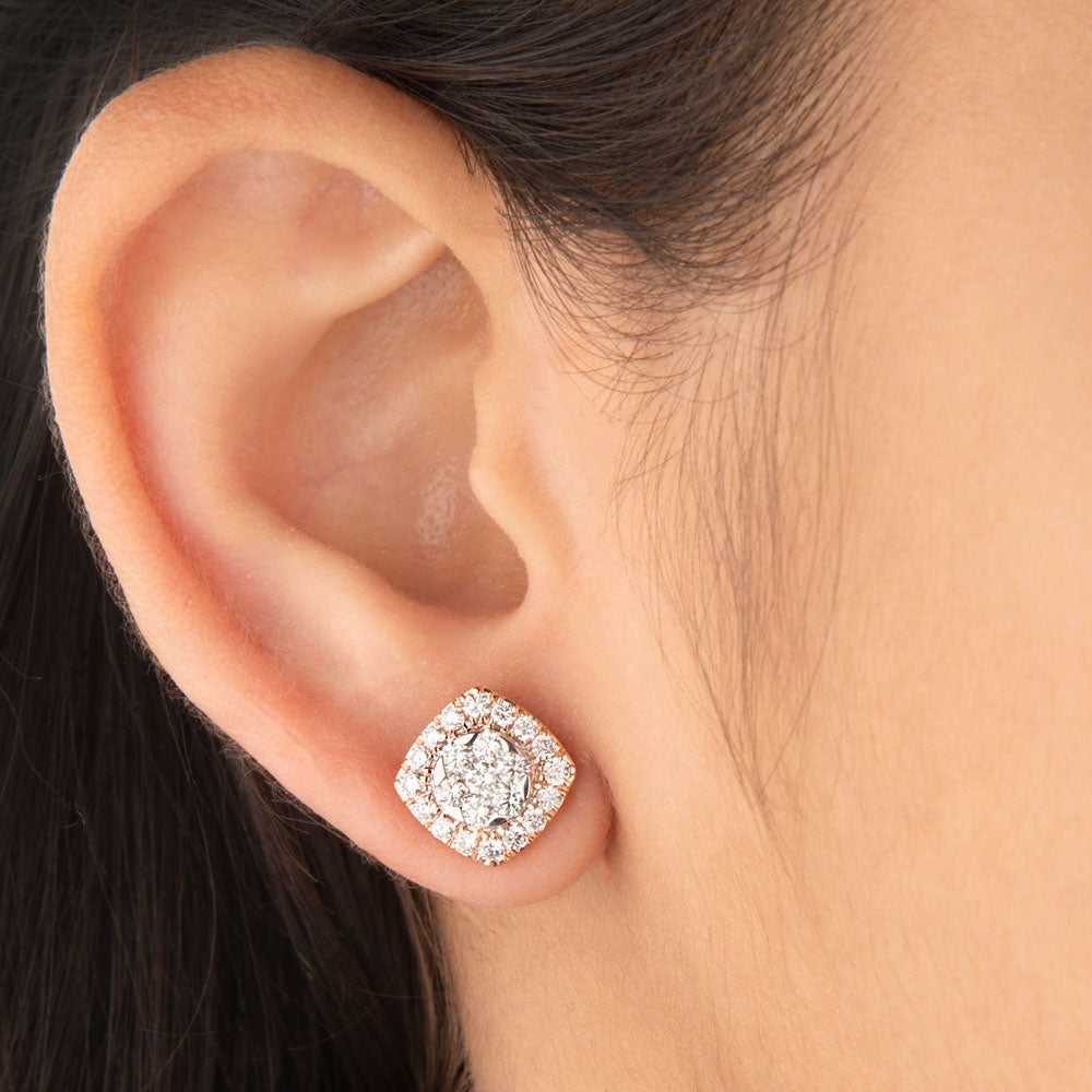 14K Rose Gold Diamond Earrings - 1.05ct VVS-VS-GH