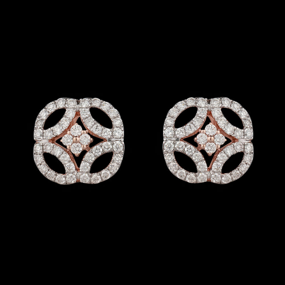 14K Rose Gold Diamond Earrings - 1ct VVS-VS-GH