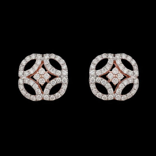 14K Rose Gold Diamond Earrings - 1ct VVS-VS-GH