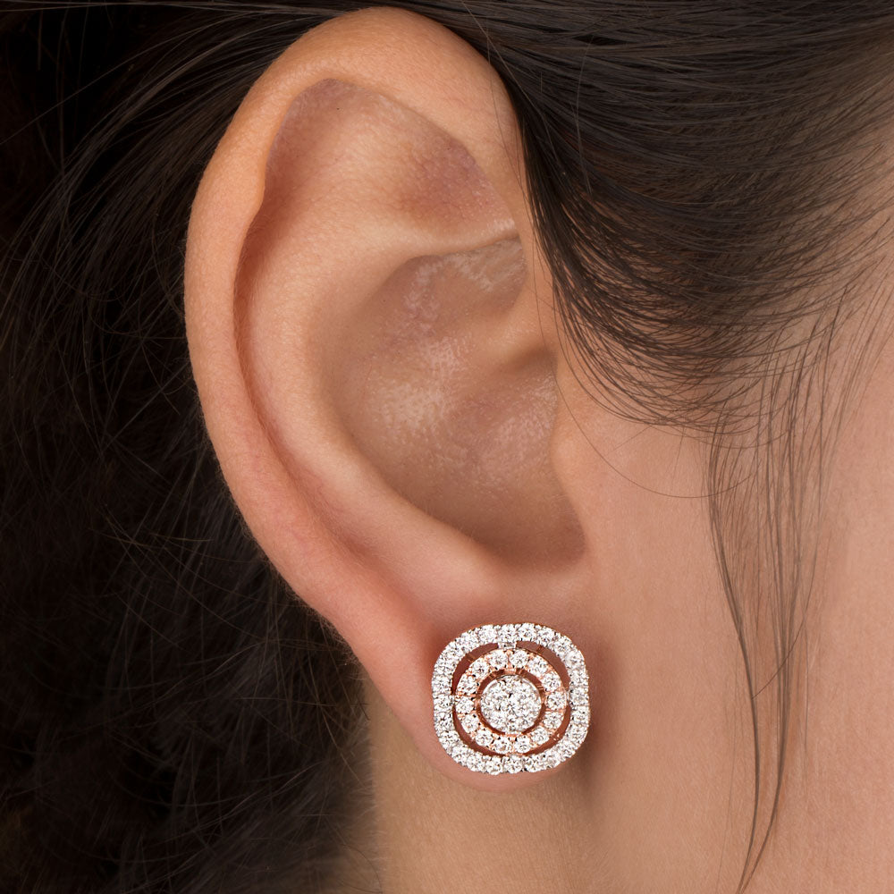 14K Rose Gold Diamond Earrings - 1.17ct VVS-VS-GH