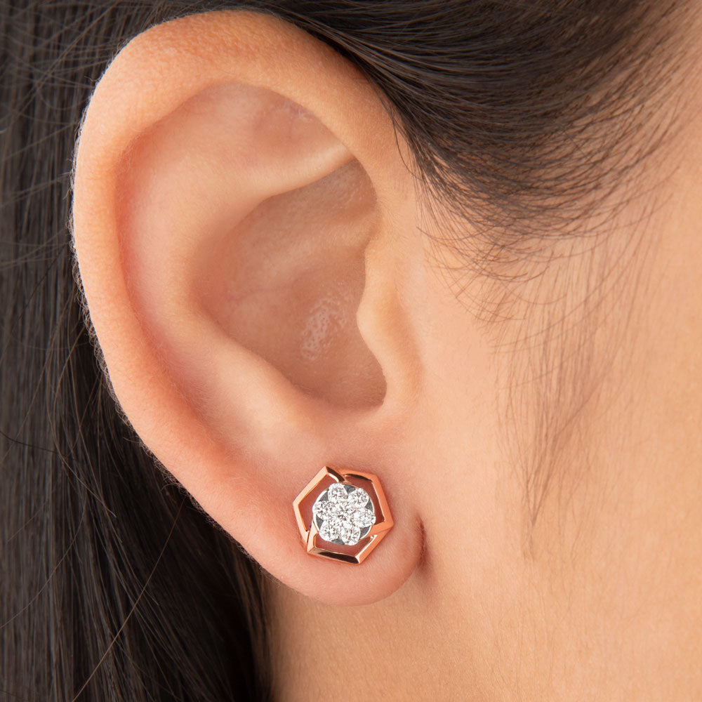 14K Rose Gold Diamond Earrings - 0.38ct VVS-VS-GH