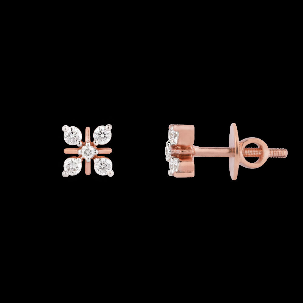 18K Rose Gold Diamond Earrings - 0.196ct VS-GH
