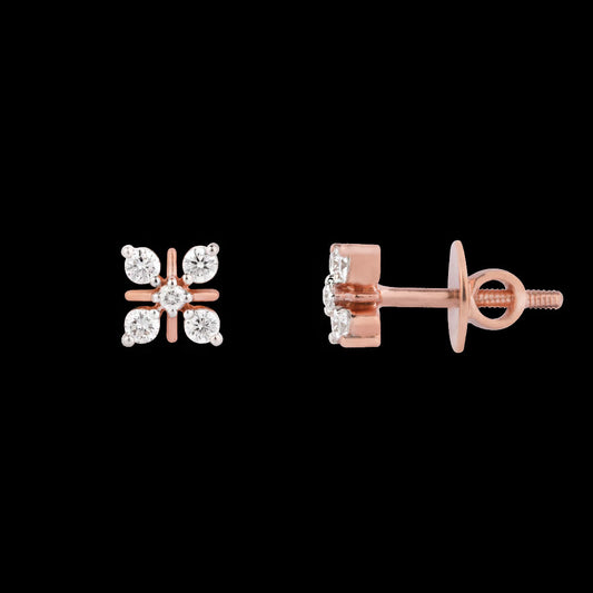 18K Rose Gold Diamond Earrings - 0.196ct VS-GH