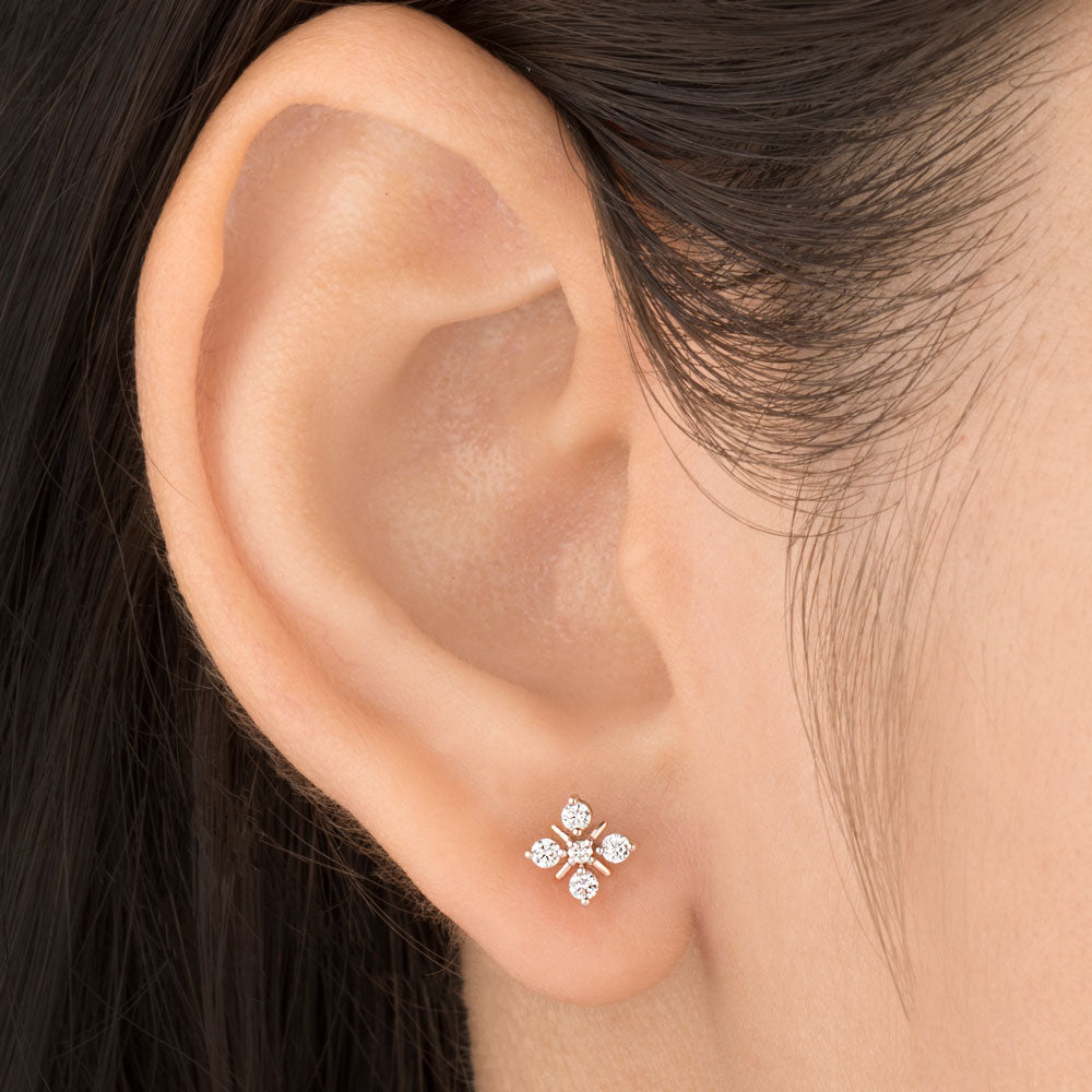 18K Rose Gold Diamond Earrings - 0.196ct VS-GH
