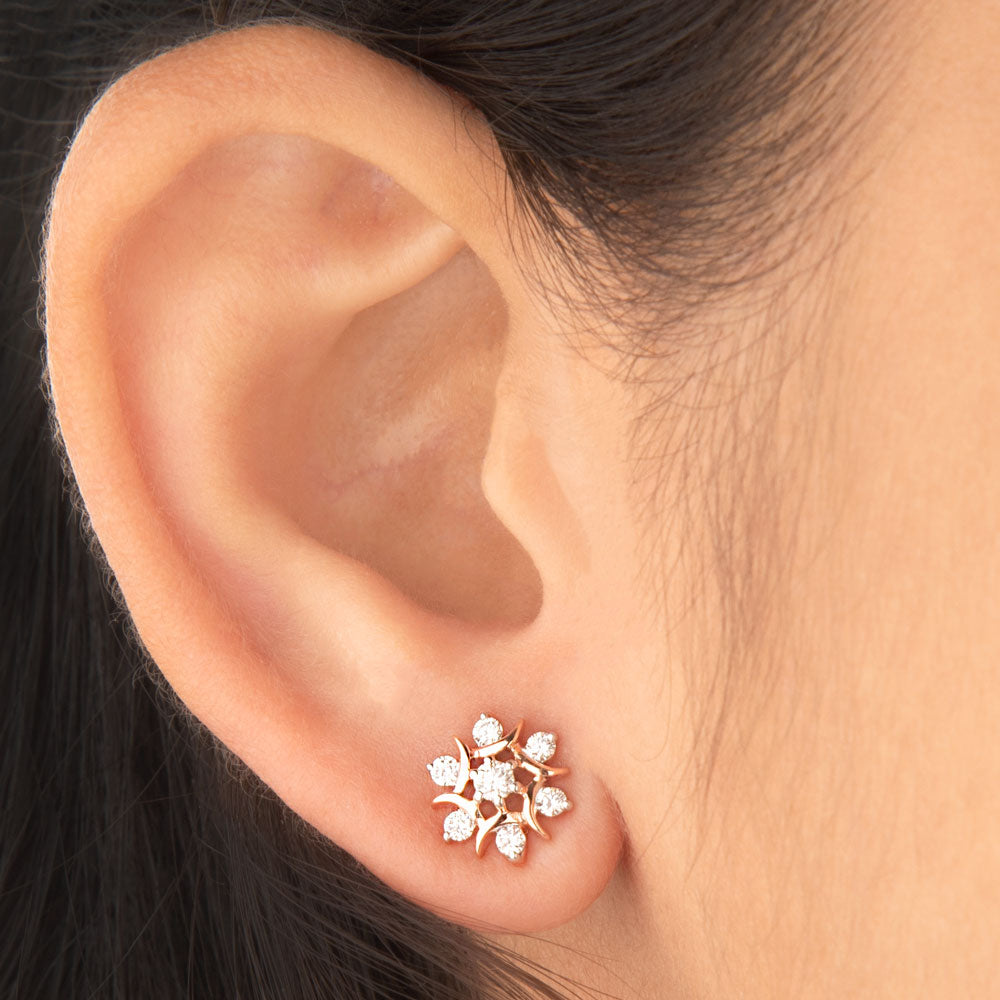 18K Rose Gold Diamond Earrings - 0.4ct VVS-VS-GH