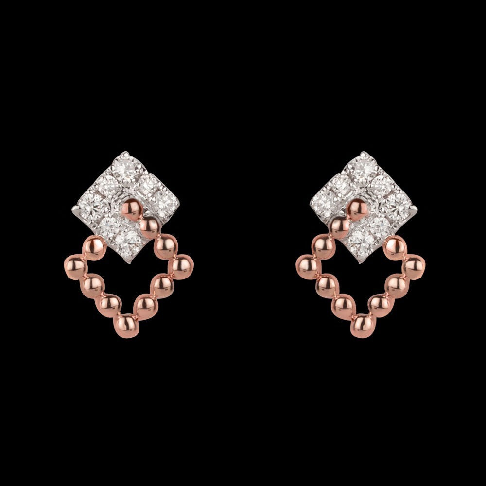 14K Rose Gold Diamond Earrings - 0.19ct VVS-VS-GH