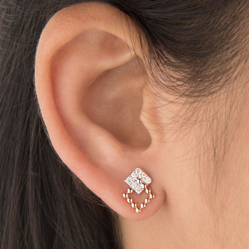 14K Rose Gold Diamond Earrings - 0.19ct VVS-VS-GH