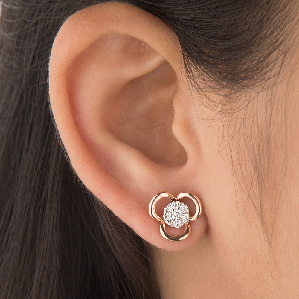 14K Rose Gold Diamond Earrings - 0.42ct VVS-VS-GH
