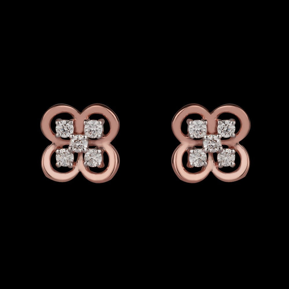 14K Rose Gold Diamond Earrings - 0.18ct VVS-VS-GH