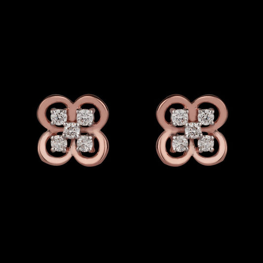 14K Rose Gold Diamond Earrings - 0.18ct VVS-VS-GH