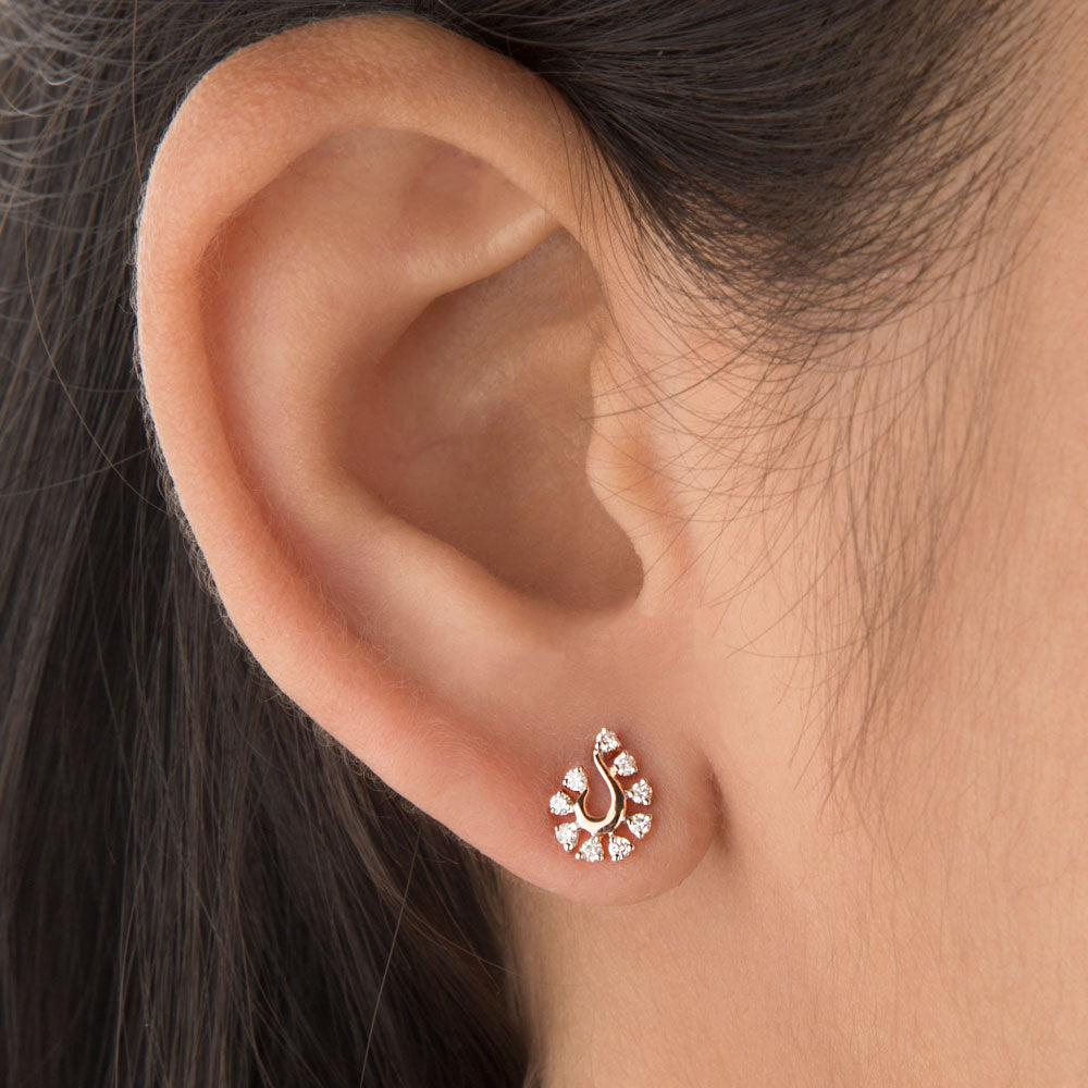 14K Rose Gold Diamond Earrings - 0.15ct VVS-VS-GH